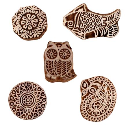 Set of 5 Piece New Mix Wooden Printing Blocks